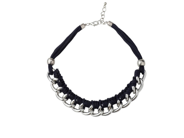 Weaved Chain Necklace - Navy Blue/Silver - themultistorey.co