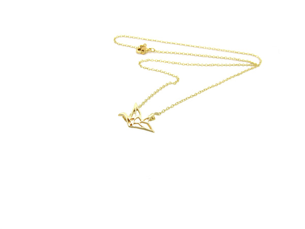 Origami Crane Necklace - Gold - themultistorey.co