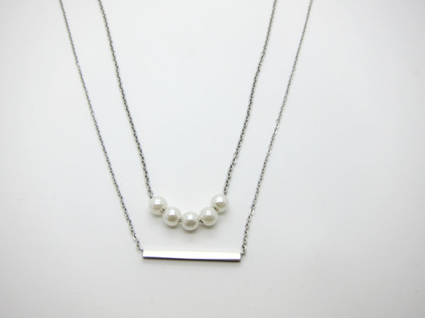 Sera Pearls Layered Necklace - Silver - themultistorey.co