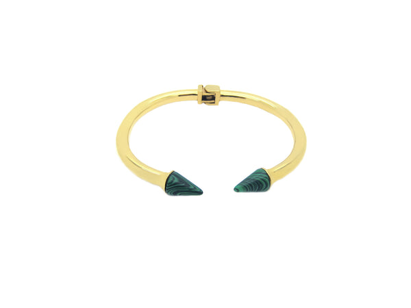 Cate Bangle with Green Stones - Gold / Silver - themultistorey.co