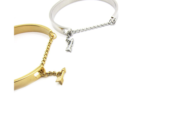 Be Brave Bangle with chain arrow - Silver - themultistorey.co