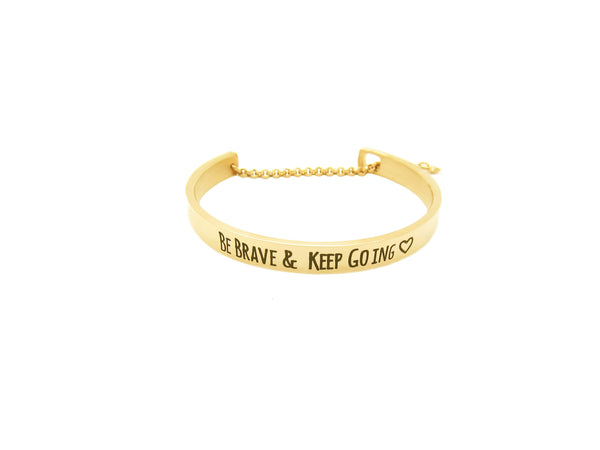 Be Brave Bangle with chain arrow - Gold - themultistorey.co