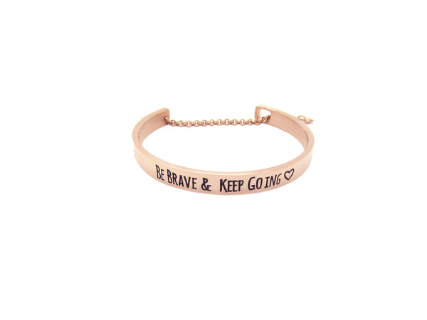 Be Brave Bangle with chain arrow - Rosegold - themultistorey.co