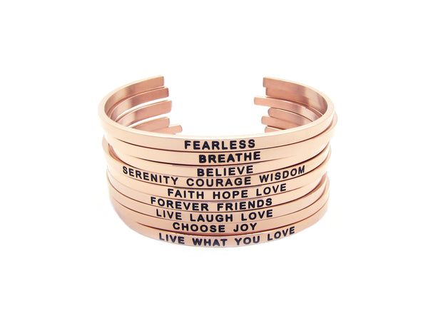 Adjustable Stainless Steel Wording Cuffs (Avail in Rosegold, Silver, Gold) - themultistorey.co