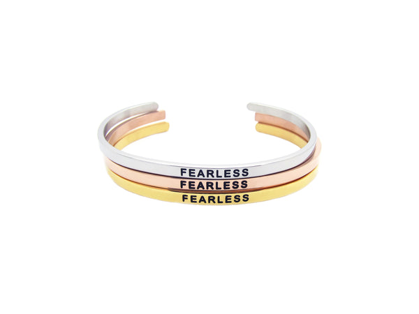 Adjustable Stainless Steel Wording Cuffs (Avail in Rosegold, Silver, Gold) - themultistorey.co